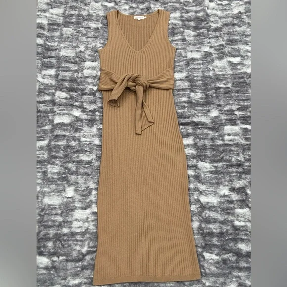 Good American Taupe Size 3 Belted Body Dress New Without Tags - Picture 2 of 6
